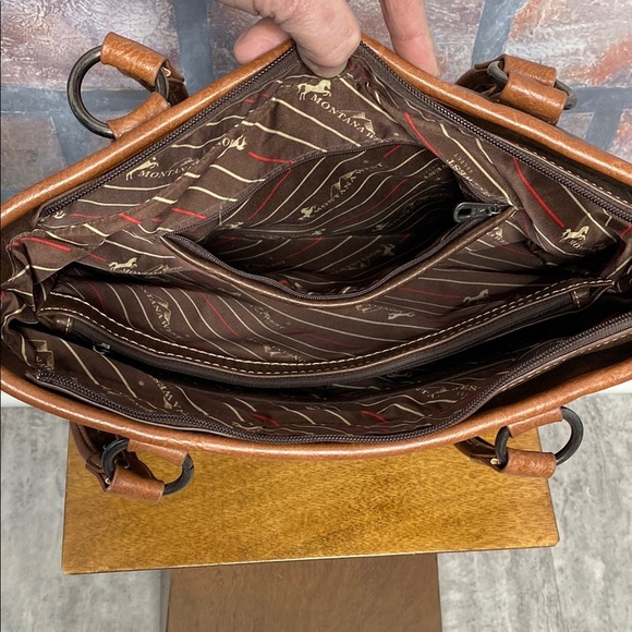 MONTANA WEST : Dark Brown Structured Tote Bag with Vegan Leather Material - Picture 10 of 15